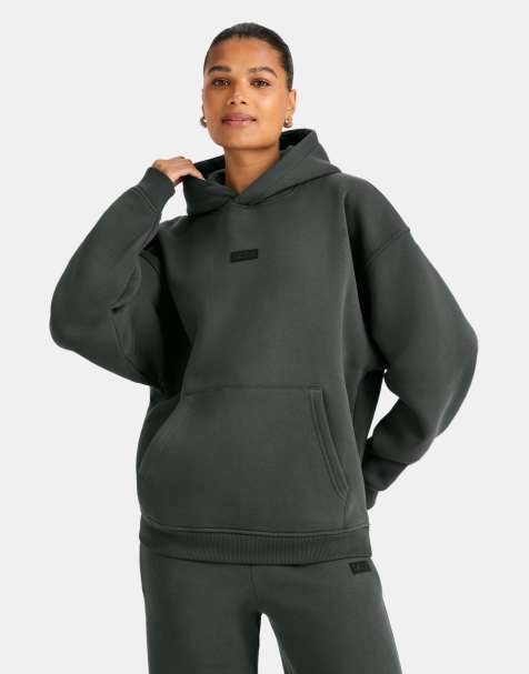 Tala graphic oversized hoodie in dark moss - view 1