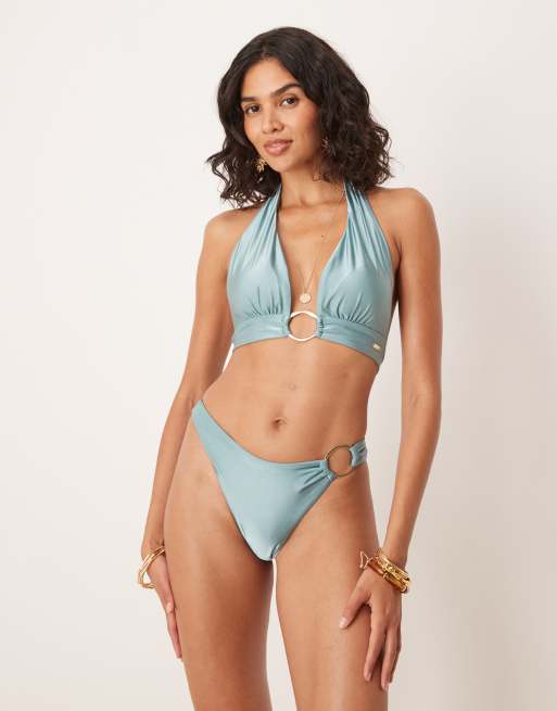 ROLAROLA★大人気★HALTER NECK BIKINI SET MICHAEL Michael Kors High Neck Halter Bikini Top - Snake