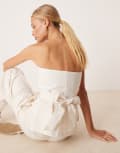 [Tala] Tala heavyweight linen-blend longline strapless top in coconut milk-White 8-10 CREAM
