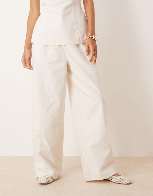 Tala heavyweight linen mix tailored wide leg pants in coconut milk, 5 of 5