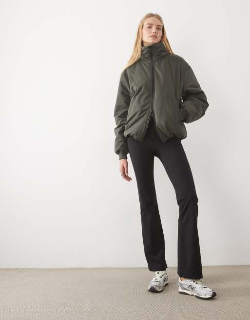 TALA High Neck Reversible bomber jacket in black and dark olive, 2 of 4
