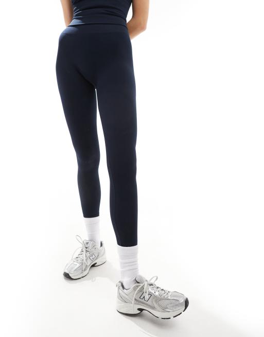 TALA - Leggings modellanti blu navy a coste a vita alta senza cuciture, 4 di 5