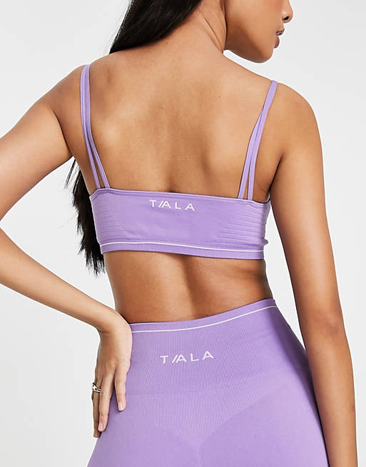 TALA light support double strap bandeau sports bra in purple