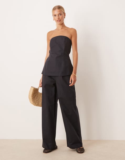 Tala - Linnen co-ord set in zwart - view 1