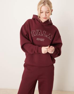 Logo oversized hoodie in burgundy-Red