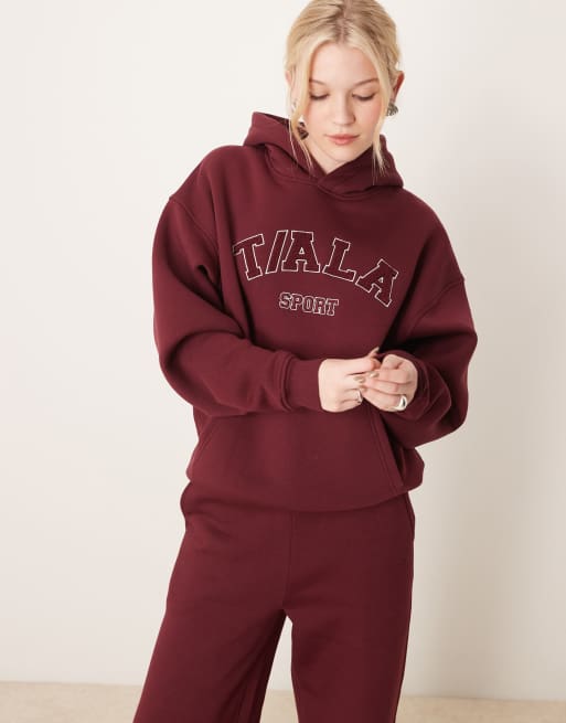 Tala logo oversized hoodie in burgundy