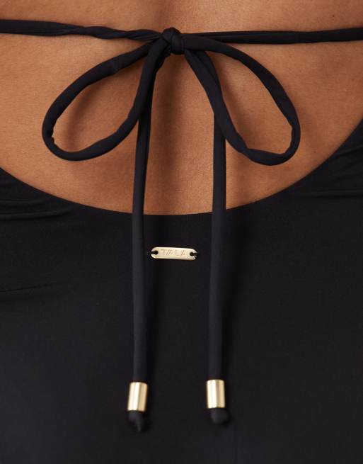 Tala - Maillot 1 pièce dos nu avec liens au dos - Noir ombre, 4 de 4
