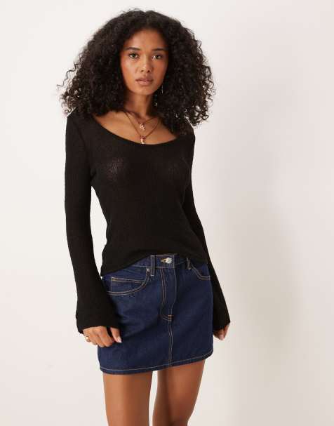 Tala multiway long sleeve resort knit top in black