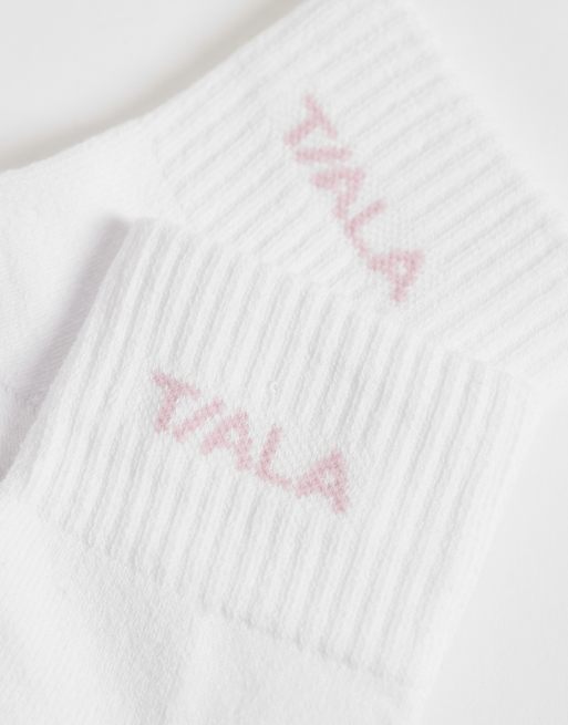 TALA pilates grip socks 2 packs in white and blush, 2 of 3