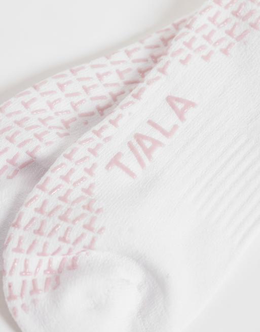 TALA pilates grip socks 2 packs in white and blush, 3 of 3