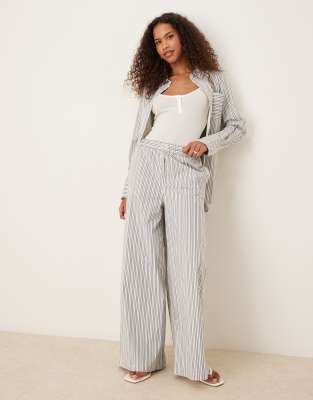 poplin pants in blue stripes-Gray