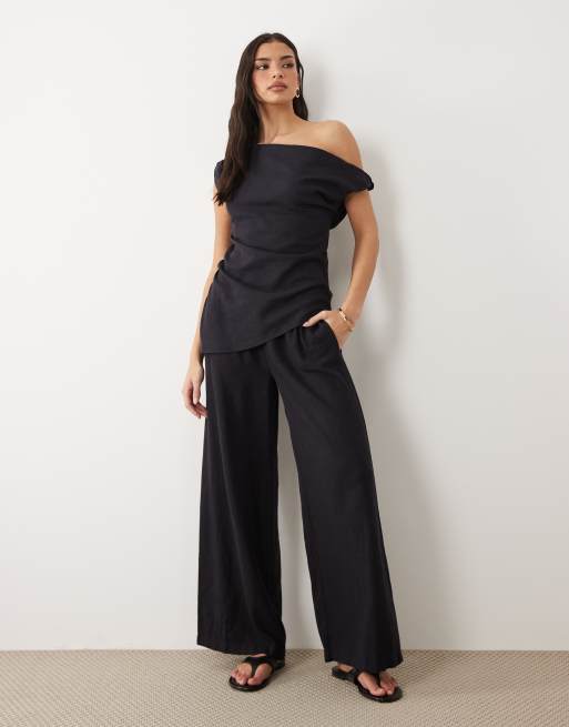 TALA Resort soft linen top in shadow black, 3 of 4