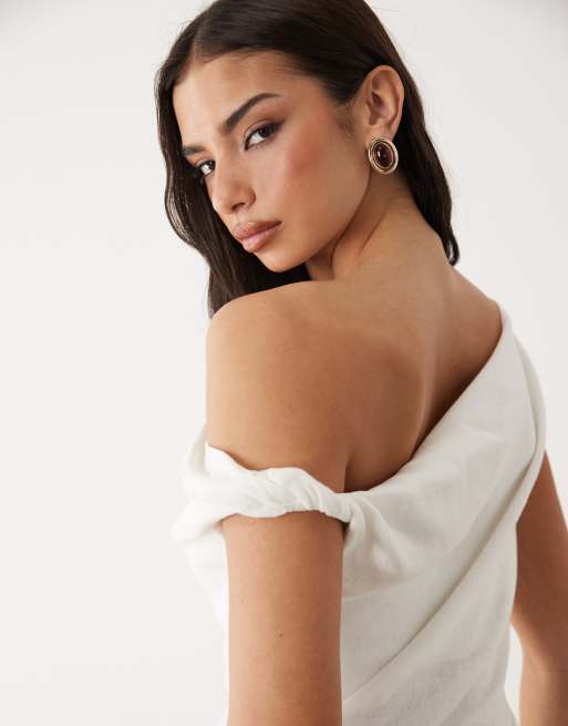 TALA - Resort - Top blanco marfil de lino suave, 2 de 4