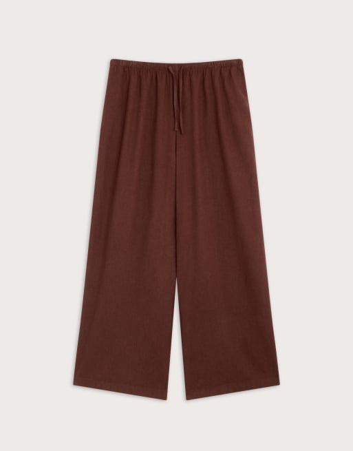 TALA Resort wide leg linen trousers in deep rust, 3 of 3