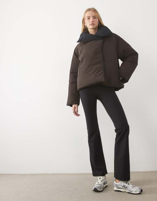 TALA reversible wrap puffer jacket in black and americano, 2 of 4