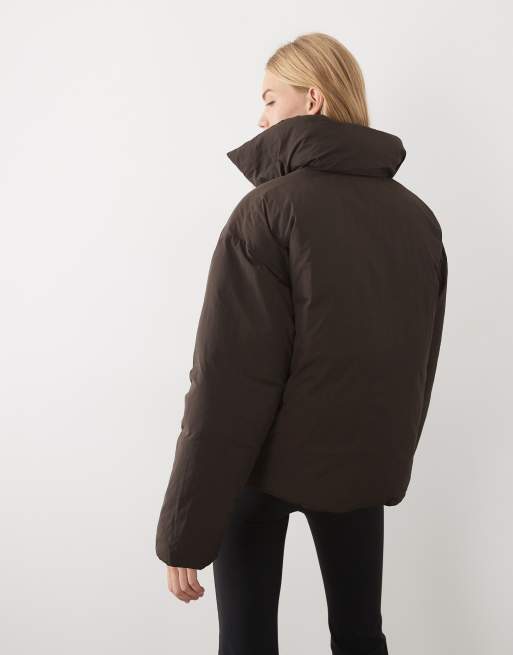 TALA reversible wrap puffer jacket in black and americano, 4 of 4