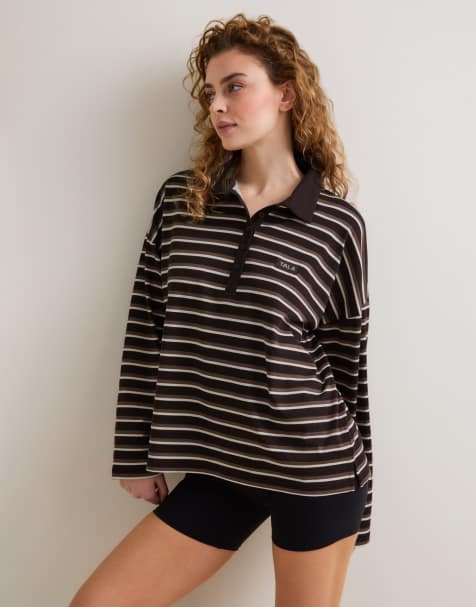 Tala rugby polo shirt in mocha brown - view 1