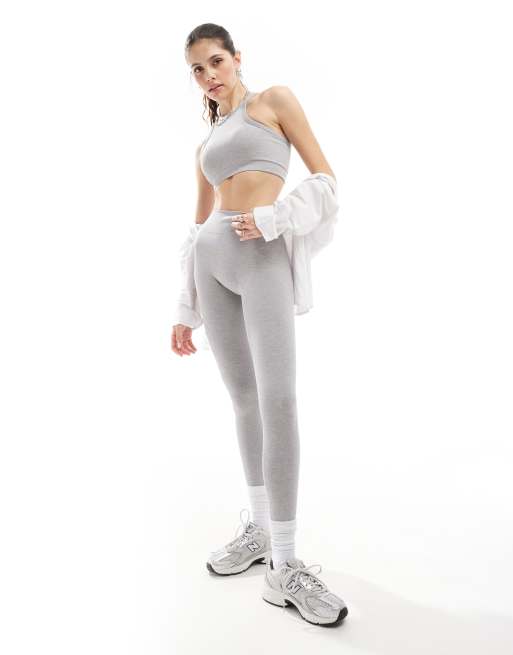 TALA Sculpt Seamless ribbed high waisted leggings in light grey, 4 of 5