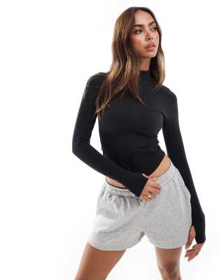 Tala TALA Sculpt Seamless ribbed zip through jacket in black