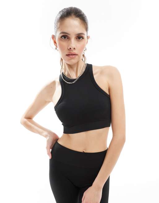 TALA - Sculpt Seamless - Ribstrikket sports-BH med racerryg i sort, 2 af 4