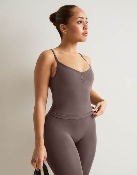 TALA Sculpt Seamless ruched vest in brown - view 1