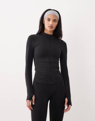 Tala Sculpt Seamless Zip Up Longline Jacket In Black
