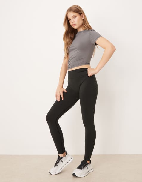 Tala Sculpt – Svarta melerade leggings med rynkad passform och seamless-design - view 1