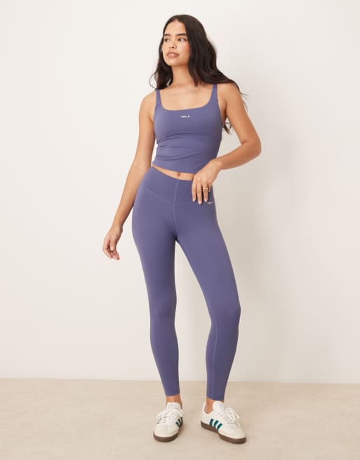 TALA SkinLuxe built-in support scoop neck singlet in blue, 4 of 4