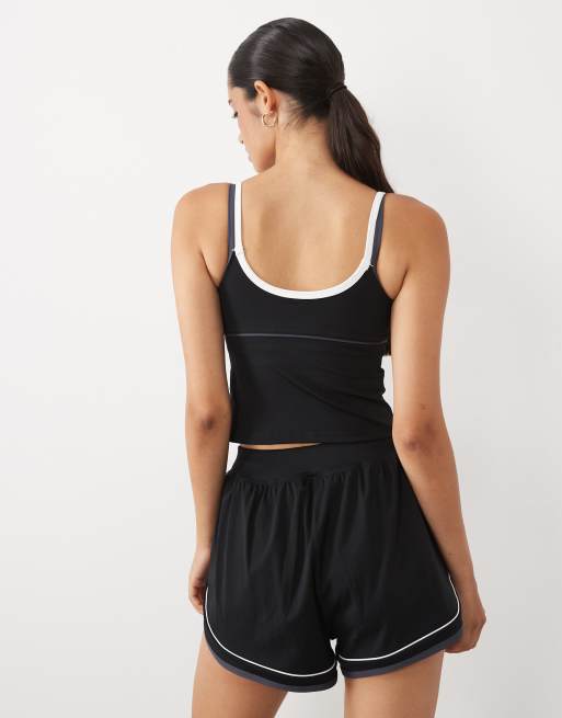 TALA SkinLuxe Contrast Double Strap tank top in shadow black, 4 of 4