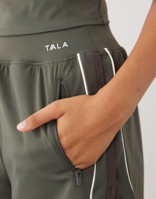TALA SkinLuxe Contrast Retro Run shorts in dark olive, 4 of 5