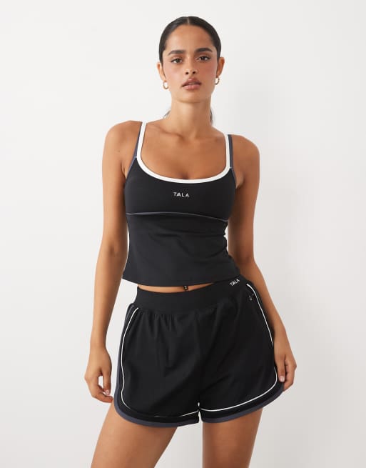 TALA SkinLuxe Contrast Retro Run shorts in shadow black, 3 of 5
