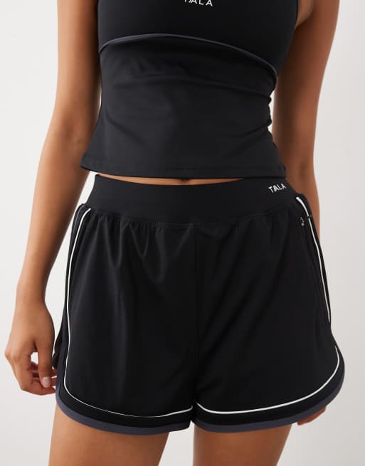 TALA SkinLuxe Contrast Retro Run shorts in shadow black, 4 of 5