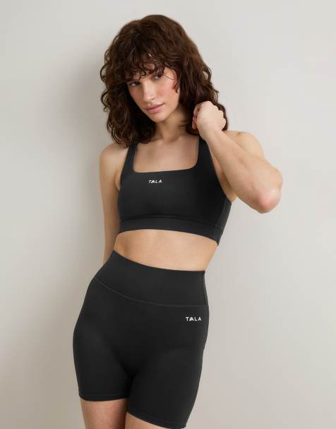 Tala SkinLuxe crossback sports bra in shadow black - BLACK - view 1