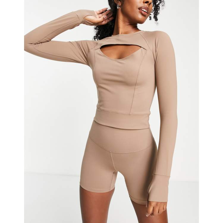 TALA Skinluxe Cut Out Long Sleeve Top In Mocha Brown Exclusive At ASOS for  Women