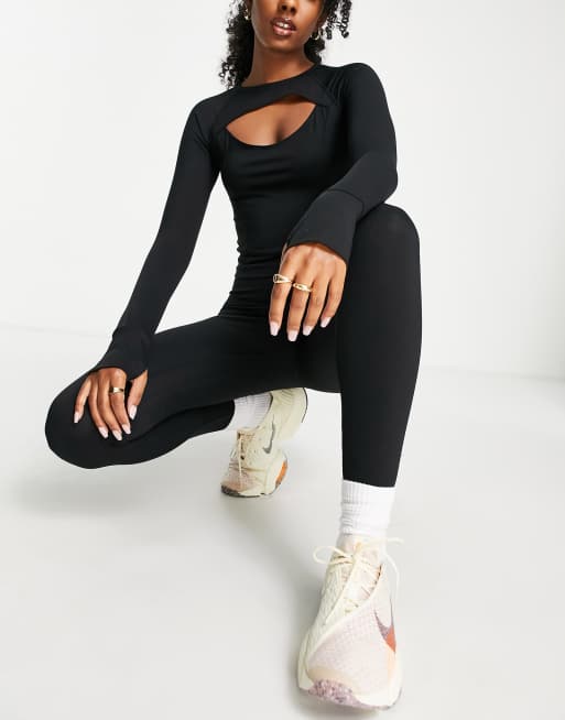 TALA Skinluxe cutout long sleeve top in black exclusive at ASOS, 3 of 4