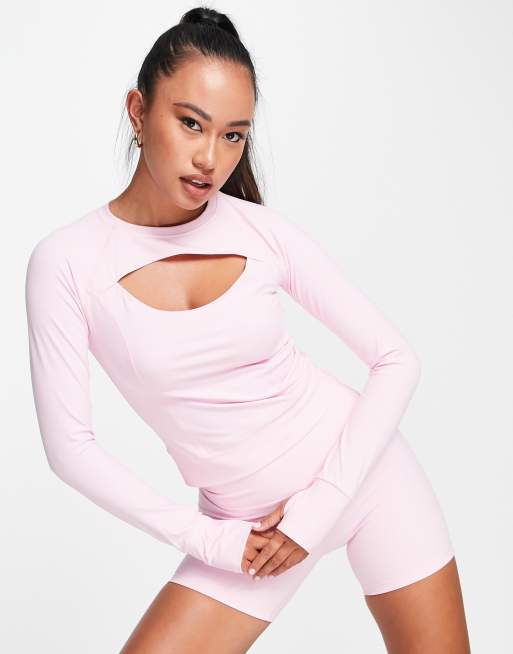 TALA Skinluxe cutout long sleeve top in pink exclusive to ASOS