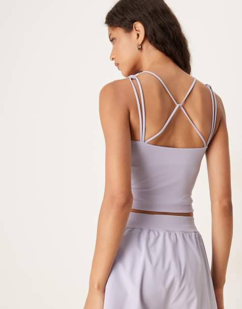 Tala – SkinLuxe – Liliowy podkoszulek sportowy z paseczkami - view 1