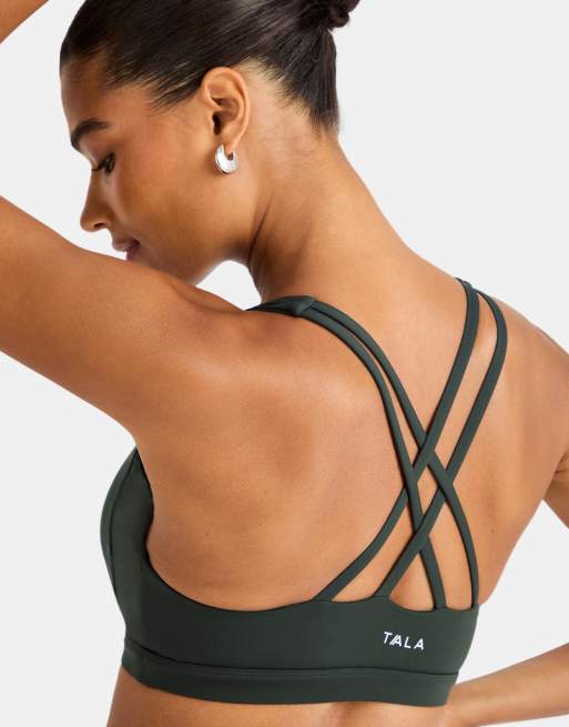 TALA SkinLuxe longline tank sports bra in dark moss, 2 of 4