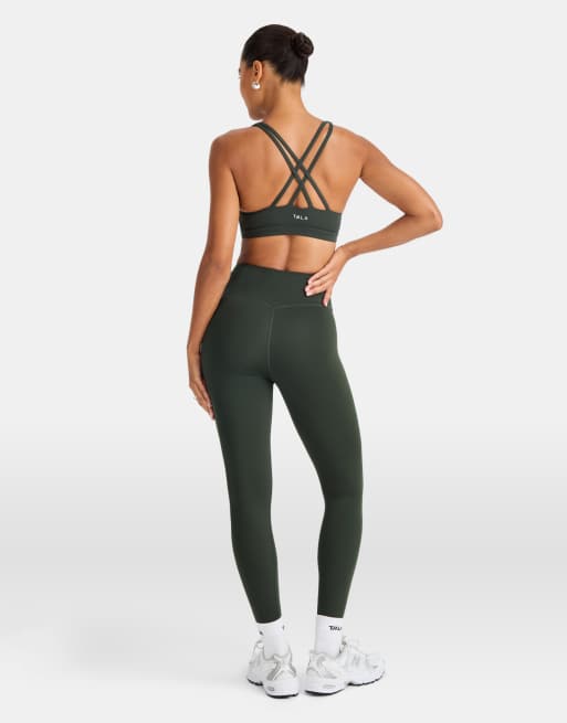TALA SkinLuxe longline tank sports bra in dark moss, 4 of 4
