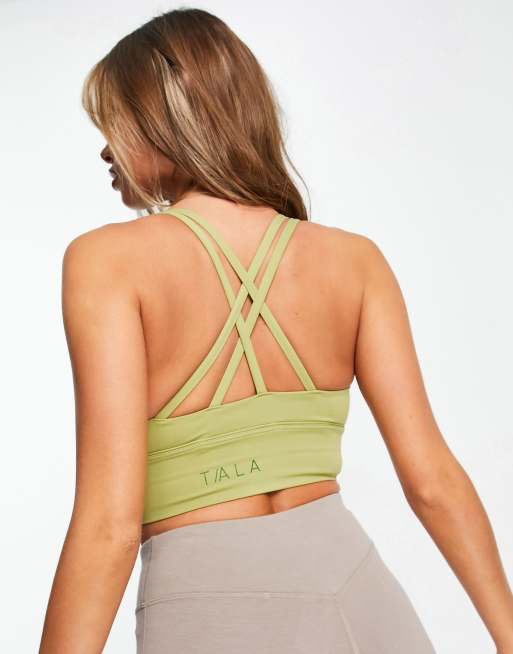 TALA Skinluxe tank medium support sports bra in cedar green 