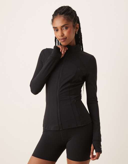 TALA - SkinLuxe - Top da corsa taglio lungo con zip nero