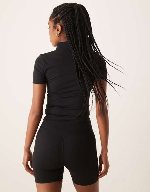 Tala SkinLuxe v-waist high waisted shorts in black, 5 of 5