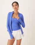 [Tala] Tala SkinLuxe zip through full length running top in blue M Mid blue