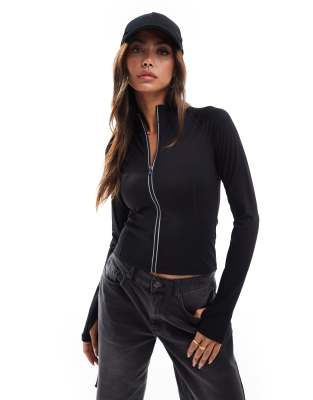 Skinluxe zip through jacket in black