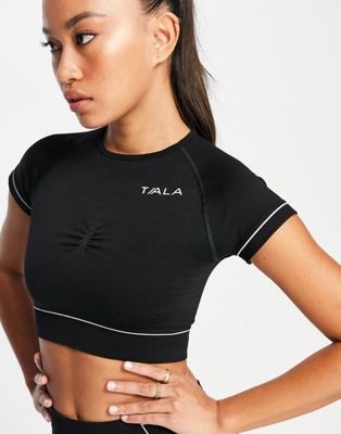 TALA slim fit crop t-shirt in black exclusive to ASOS