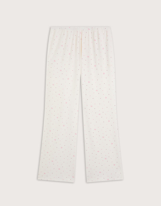 TALA – Soft Lounge – Pointelle-Pyjamahose in Elfenbeinweiß mit Kordelzug und weitem Bein, 3 von 3