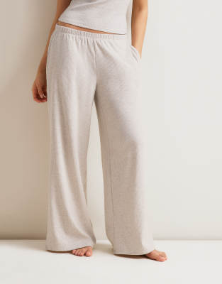 Tala Soft Lounge pointelle wide leg pants in heathered oat