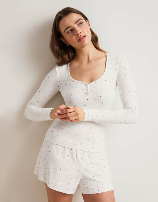 Tala - Soft Lounge - Top del pigiama a maniche lunghe con cuore color avorio