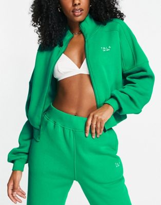 TALA Sports Club zip up sweatshirt in green - exclusive to ASOS