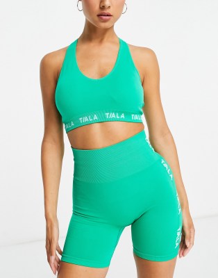 TALA - Bandeau-sport bh met lichte ondersteuning en dubbele bandjes in  stone, exclusief bij ASOS